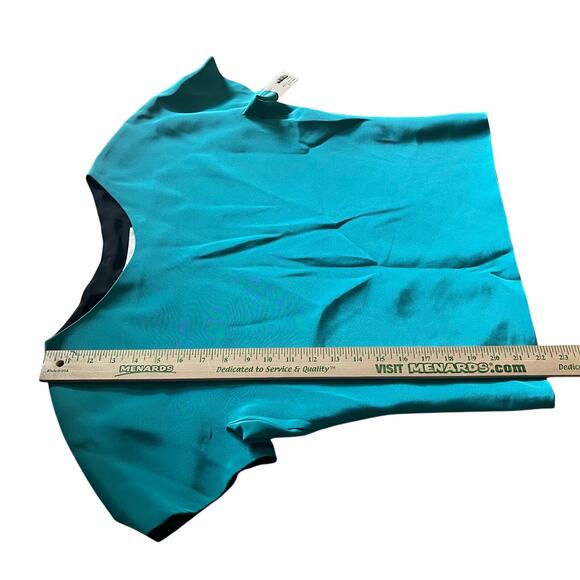 Mark Heister‎ Women's M Blouse 100% Silk Business Casual Office Blue Turquoise - Picture 8 of 8
